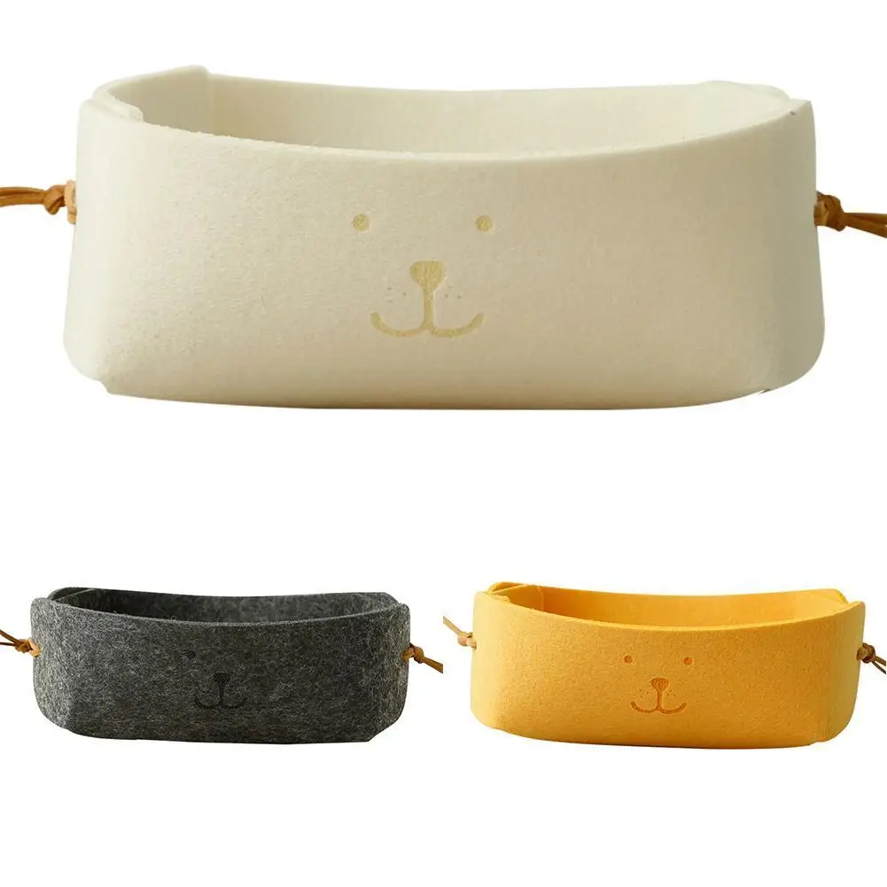 

Nordic New Felt Folding Desk Organizer Storage Box Office Stationery Small Boxes Cartoon Key Cabinet Bin Storage Decor Ornament