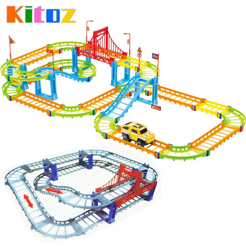 

Kitoz Magical Slot Car Colorful Buildable Assembly Mini DIY Race Track Court Racetrack Auto Toy Boy Children Not Glow With Car