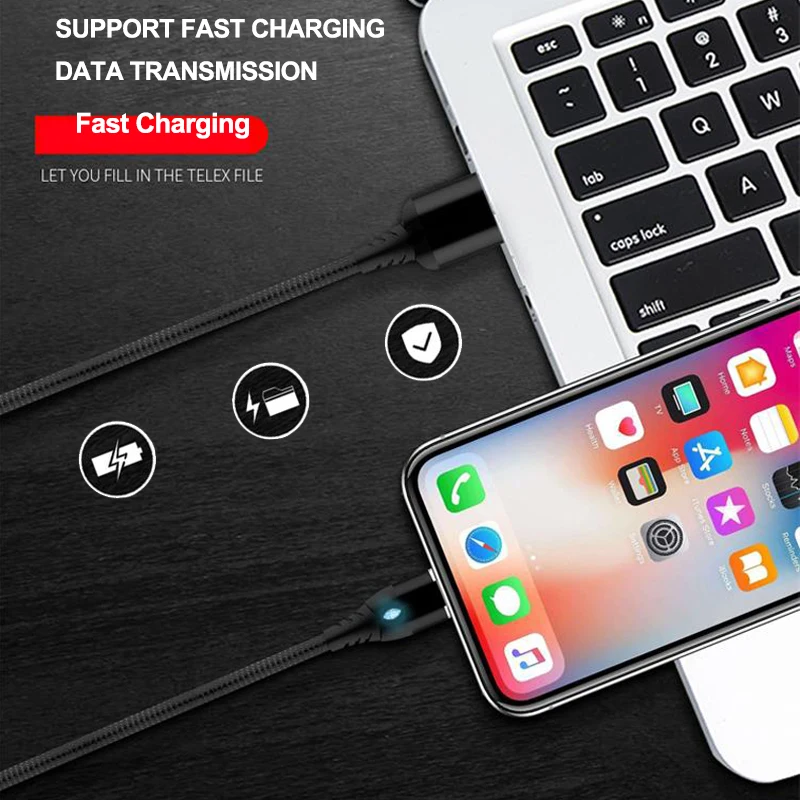 IONCT 3A Быстрая зарядка Магнитный кабель для передачи данных iPhone samsung Android Шнур