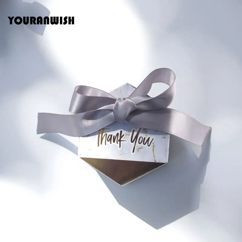 YOURANWISH 50 قطع جديد الإبداعية الرخامي نمط علب حلوى الزفاف الحسنات حزب لوازم الطفل دش بفضل هدية مربع