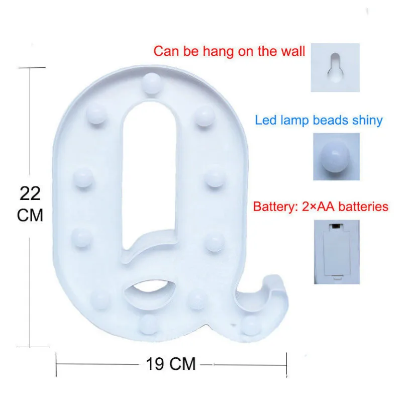  Fun White Plastic Alphabet LED Night Light Marquee Sign Alphabet Lights Lamp Home Club Outdoor Indo - 32890534873