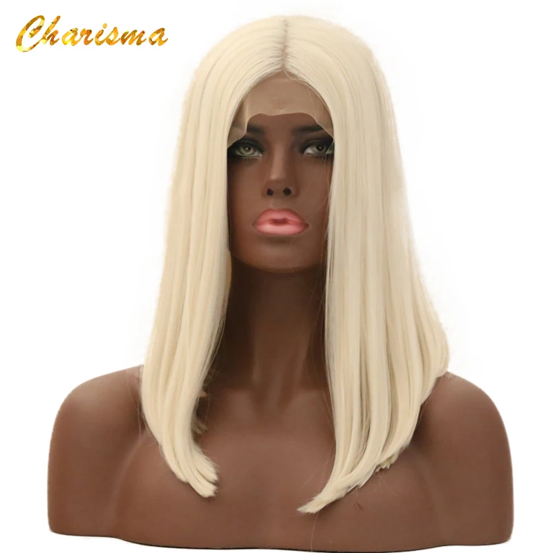 

Charisma Synthetic Wigs Bob Straight Hair Lace Front Wigs Heat Resistant 14 Inch #613 Color With Natural Hairline Wigs For Women