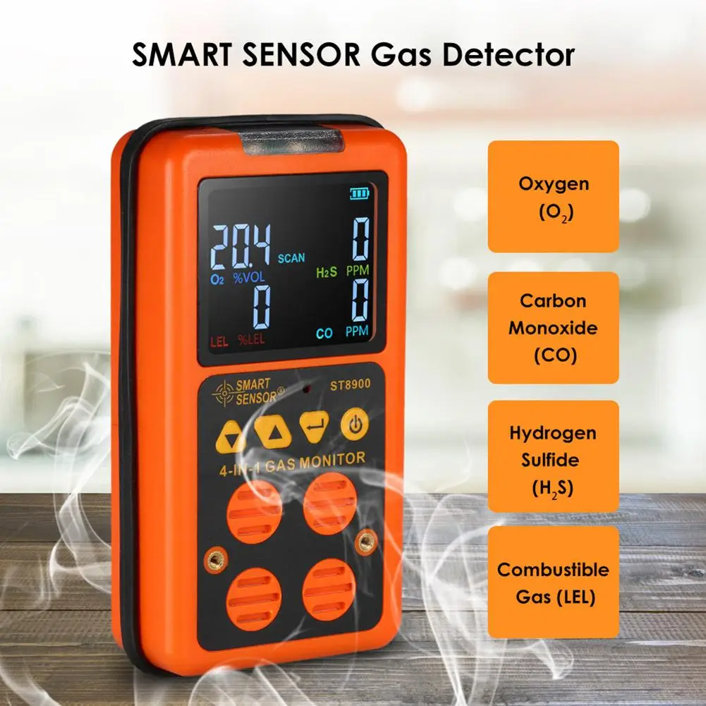 

US Plug Handheld 4 in 1 0-999ppm LCD Display Vibration Alarm Digital Gas Detector Tester