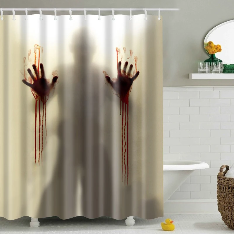 

2018 Bloody stimulate Horror shadow shower curtain Washable environmentally friendly shower curtain with plastic hook TZ160930