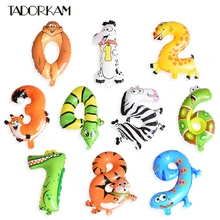 1pc Animal Foil Balloons Kawaii Number Balloons Kids Gift Study Digital Supplies Children’s Day Happy Birthday Party Decorations
