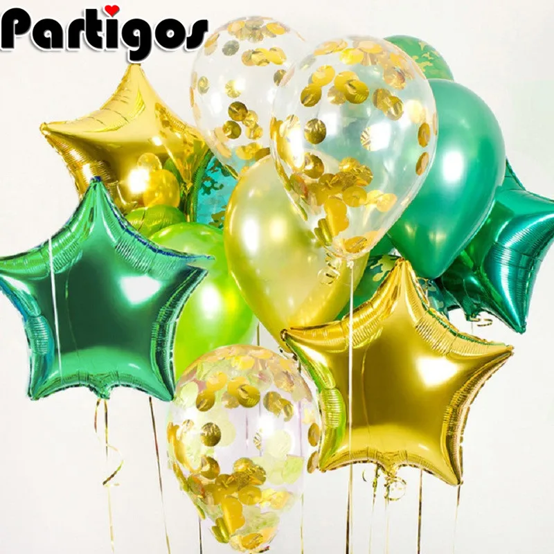 

11pcs 12inch golden silver confetti balloons 18inch aluminum foil stars balloons wedding decoration birthday party balloons toys