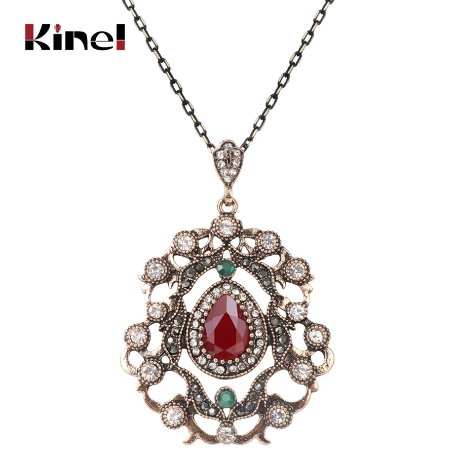 

Kinel Fashion Indian Pendant Necklace For Women Ancient Gold Color Choker Bohemia Necklace Vintage Jewelry Wholesale