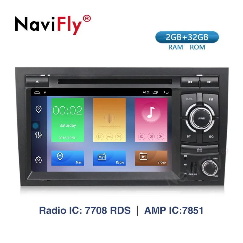 Navifly Android9.1 RDS 32G rom 2G ram 2din автомобильный мультимедийный плеер для Audi A4 B6 B7 S4 RS4 SEAT Exeo