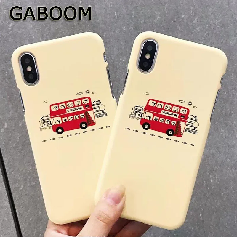 GABOOM Cartoon Bus Hard PC Phone Cases for iPhone 7 Case 6 6s 8 Plus X Half-wrapped Fashion Covers |