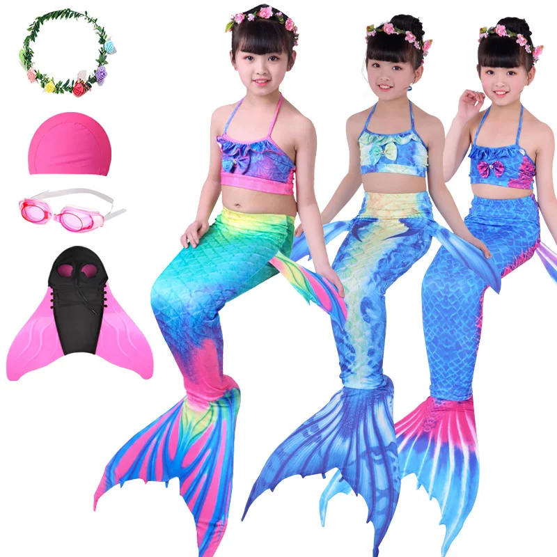 Halloween Holiday Girls Mermaid Tail Dress With Monofin Costume Mermaid