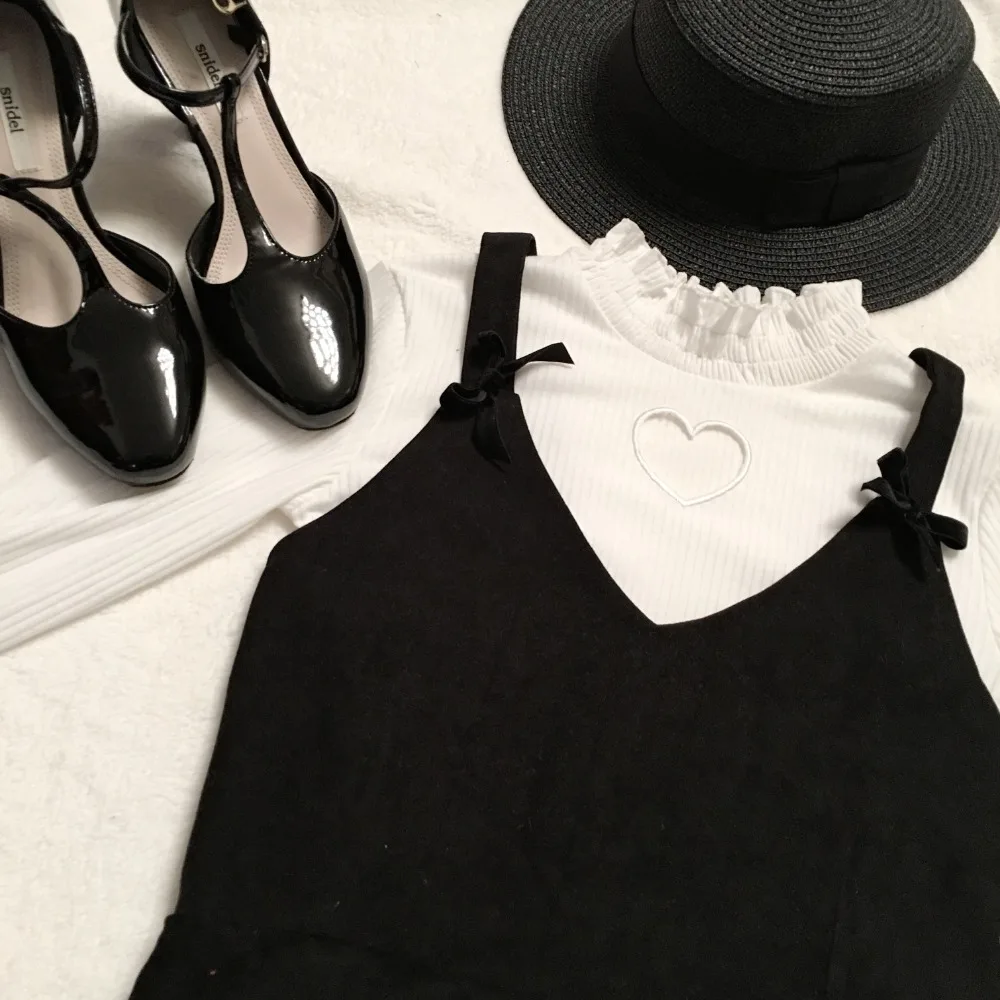 Online Adomo suave hermana amor corazón ahueca hacia fuera Sexy Bottoming camisa de punto suéteres mujeres blanco Gilrs adorable manga larga de punto