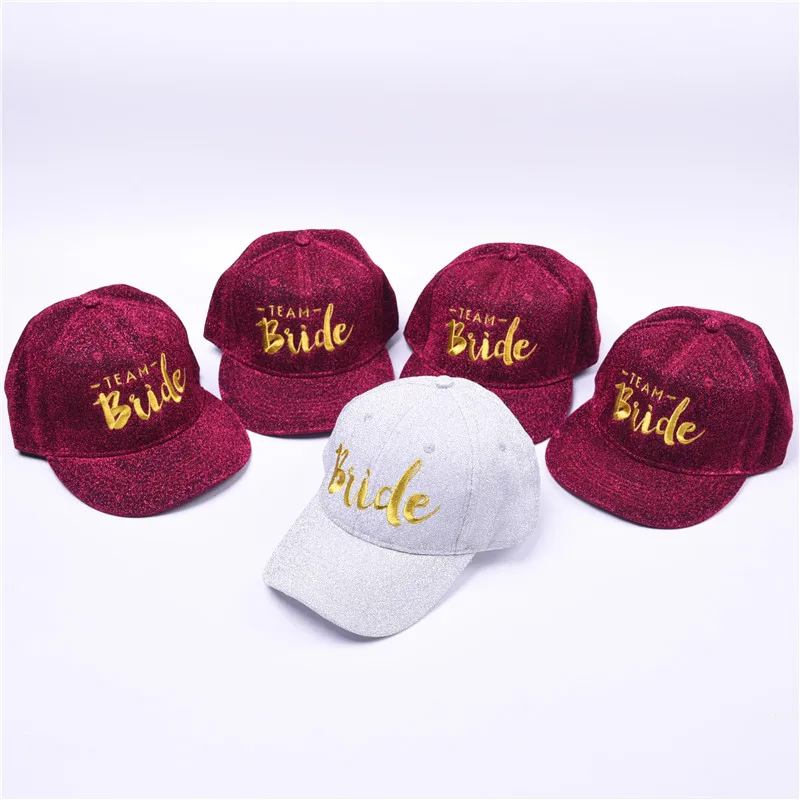 

Gold Thread Embroide Squad BRIDE Hat Snapback Caps Hip Hop Branded Baseball Wedding Party Letter Adjustable Woman Hats