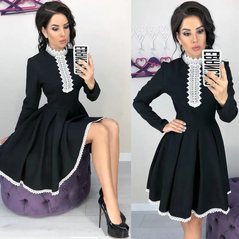 

Frauen Mädchen Damen Spitze Kleid Elegante Lange Hülse Bodycon Abend Party Kleid Formal dance dames vestido