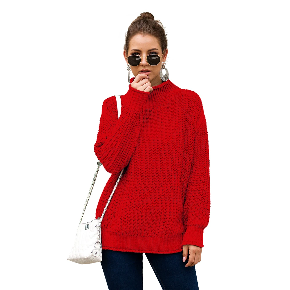 

Adogirl turtle neck long sleeve knitted loose sweaters wool knit casual winter pullovers high elastic mujer casual jumper
