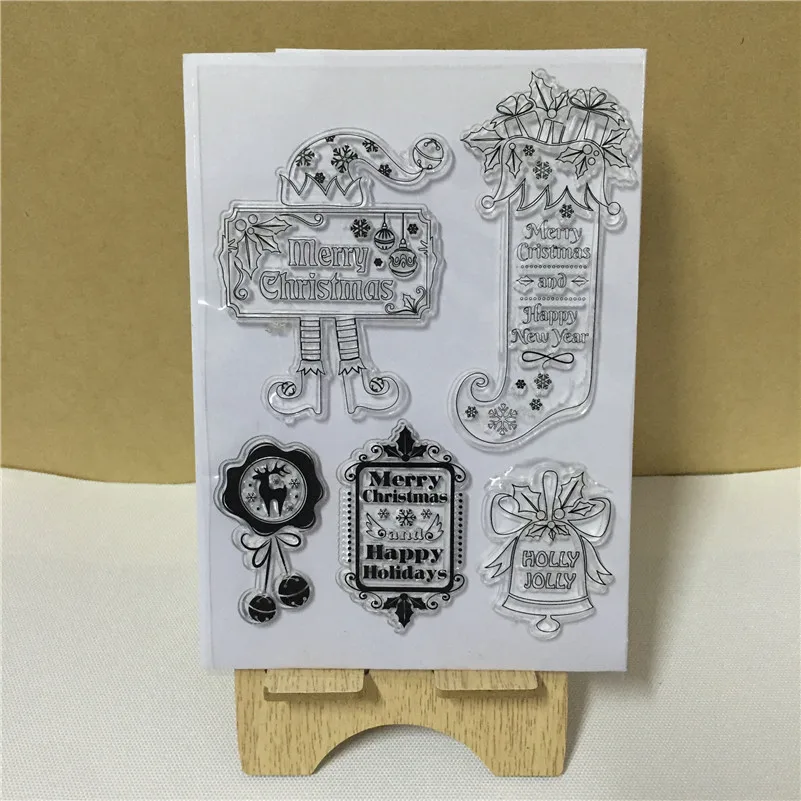 

Christmas stocking and sweet" letter sign for diy scrapbooking decoration for paper card clear stamp christmas gift OO-044