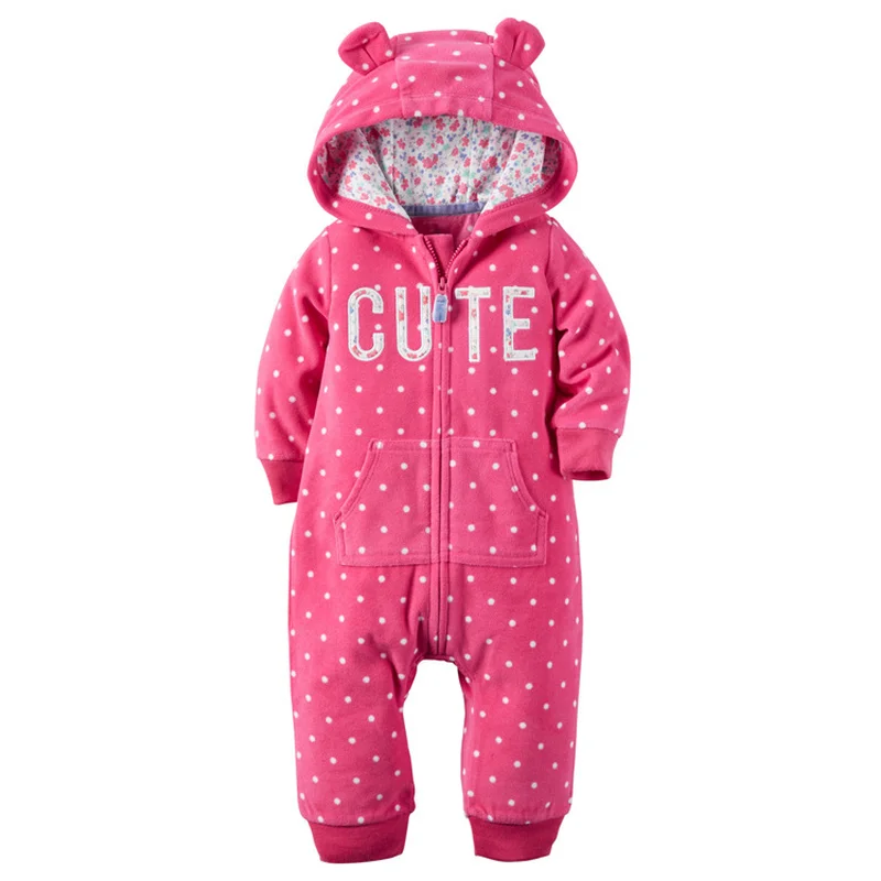 

Newborn Baby Romper Winter Warm Long Sleeves Hoodie Fleece pajamas Bebe Clothes infant toddle Baby Boys Jumpsuit