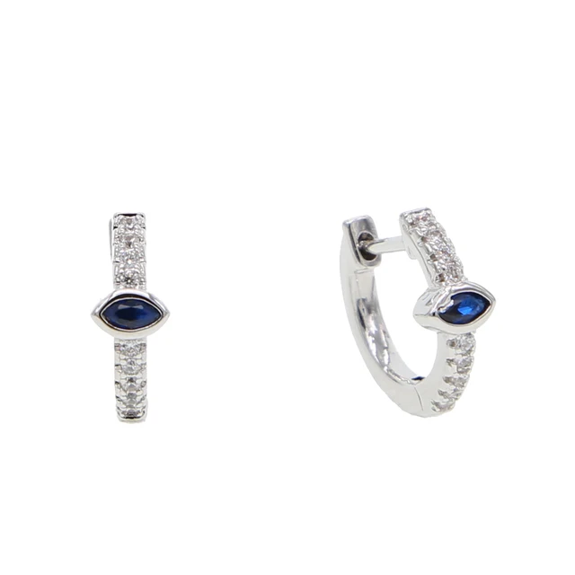 minimal minimalist geometric simple small tiny huggie hoops birthstone colorful women delicate cz earring blue