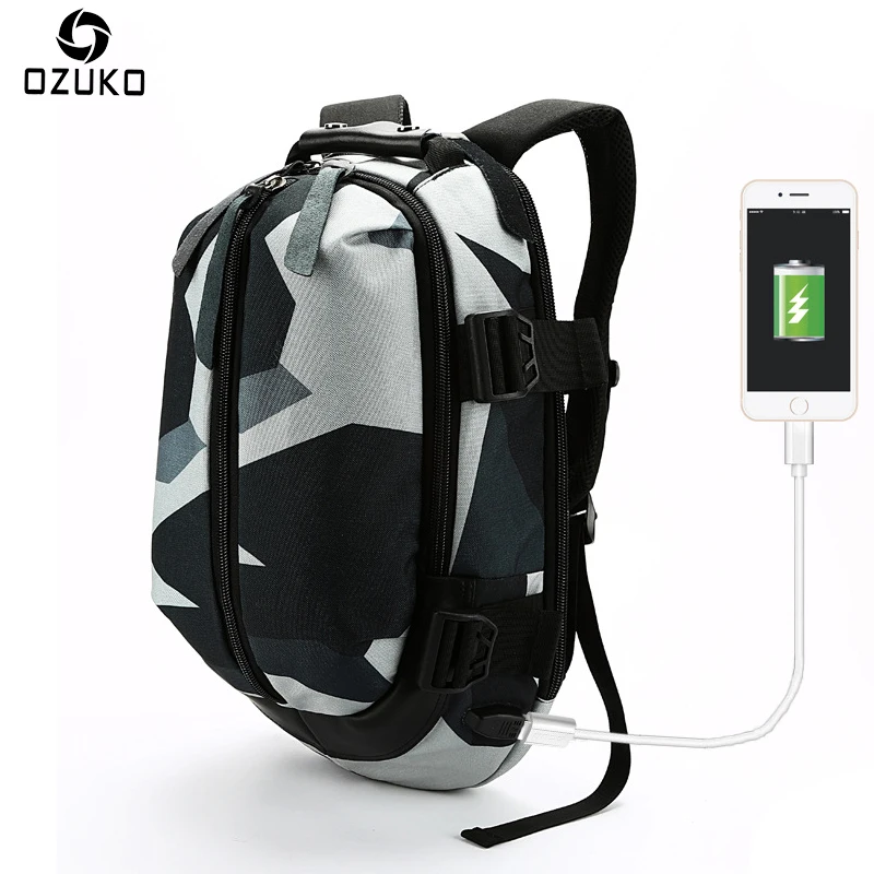 OZUKO, новая мода, школьные сумки для студентов, повседневный мужской рюкзак, USB зарядка, 14 дюймов, для ноутбука, компьютера, рюкзаки для путешествий, мужской рюкзак