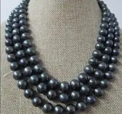 49''10-11 ММ TAHITIAN идеальное павлин черный жемчужное ожерелье 14KGP