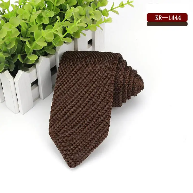 YISHLINE мужской вязаный галстук облегающий вязаный узкий галстук тонкий винтажный Полосатый Классический Вязаный Галстук 7 см вечерние аксессуары - Цвет: ZTKR1444