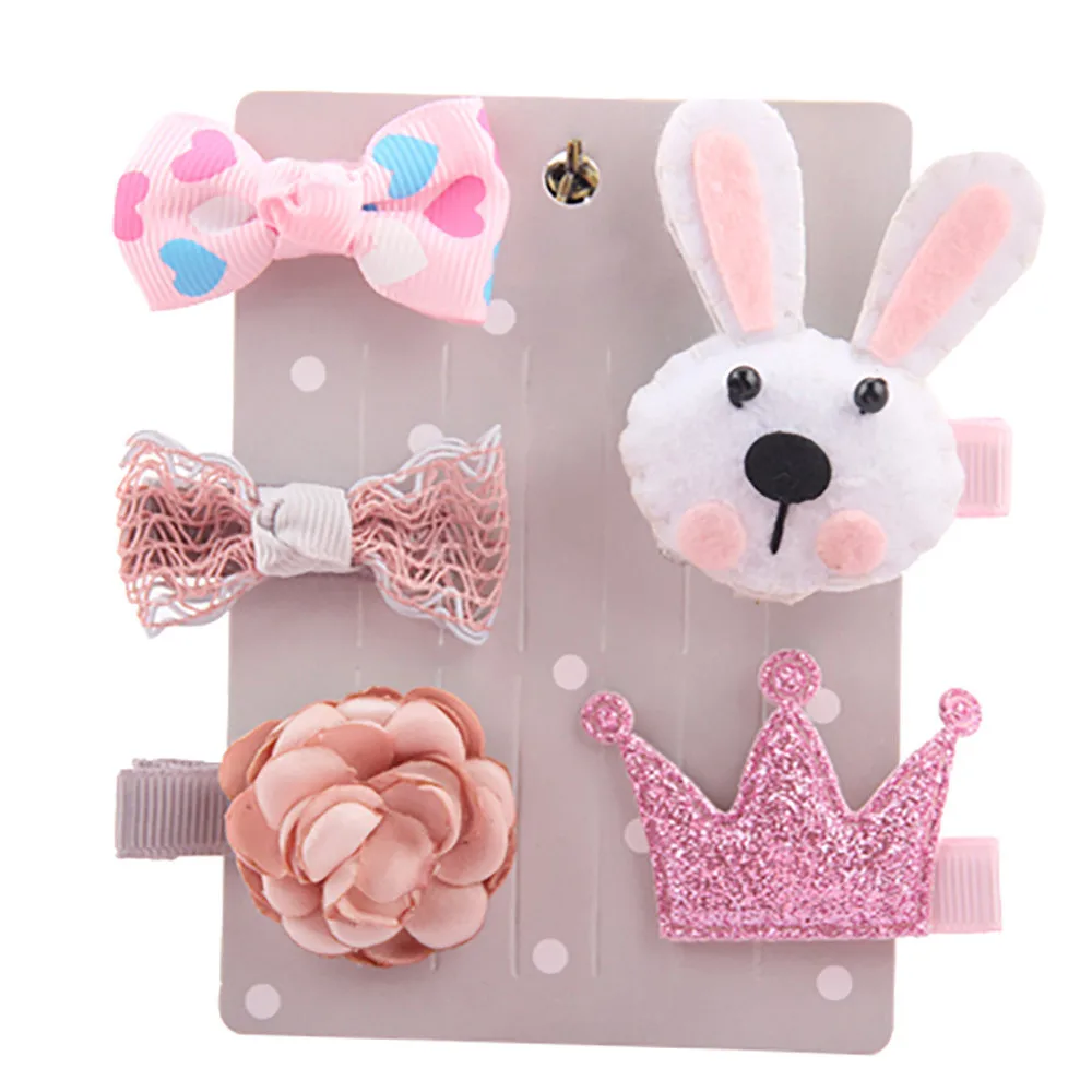 

kawaii 5Pcs Headwear Set Children Accessories Cartoon animal motifs Hairpins Girl Princess Headdress Crown Cute Rabbit Hair Grip