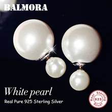 BALMORA 925 Серебро Имитация Жемчуга Серьги гвоздики для женщин женские вечерние подарки Модное Элегантное Ювелирное Украшение Brincos SY11403