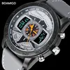 Relojes deportivos para hombre, marca BOAMIGO, relojes digitales de cuarzo LED de cuero para hombre, relojes de pulsera resistente al agua 30 M, reloj masculino ► Foto 1/6