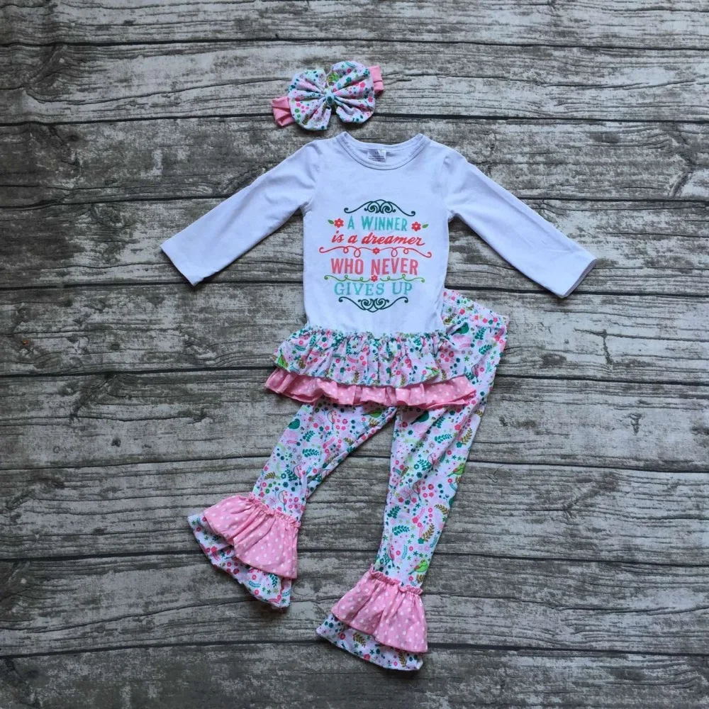 baby Girls Fall boutique clothes girls a winner who never give up