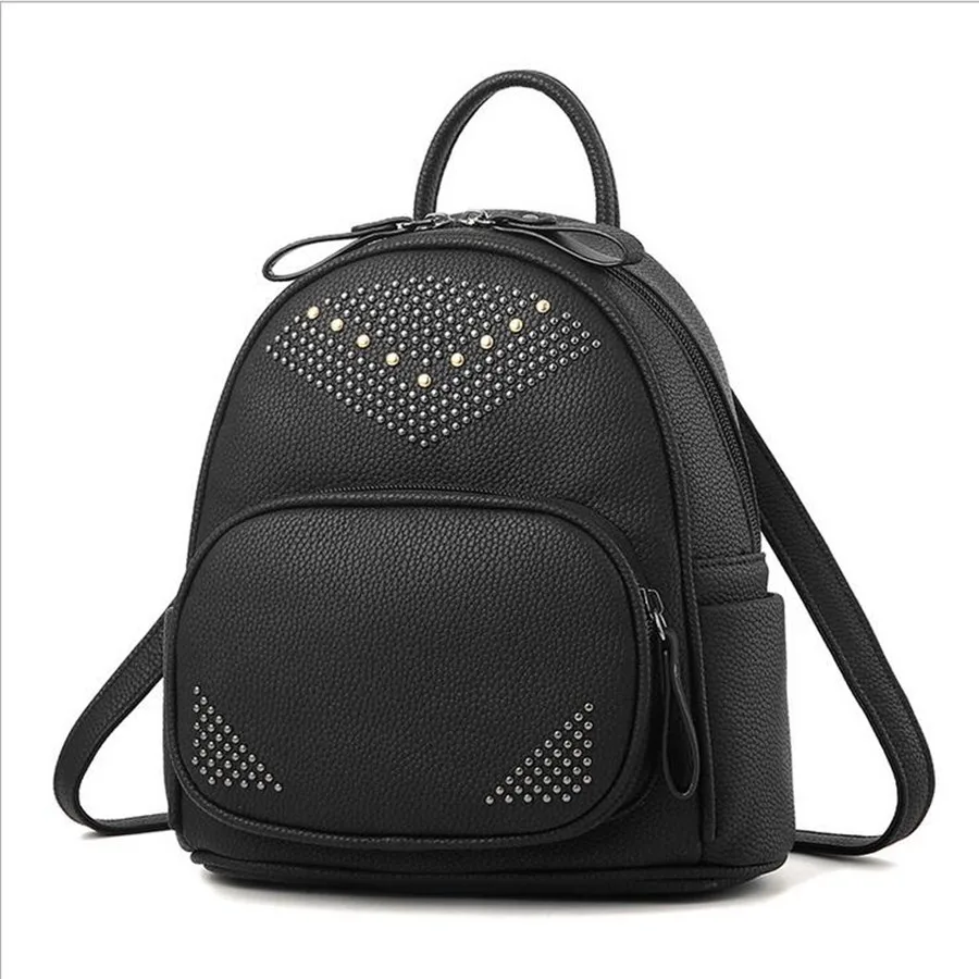 COOL WALKER Fashion Women Backpacks Small Rivet Pu Leather Student ...