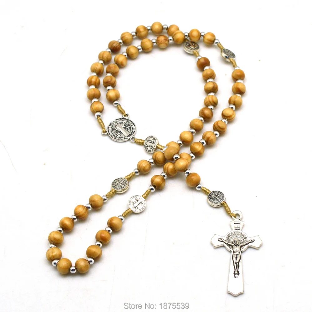 Модные деревянные бусины из цинкового сплава St benedict Rosary отцовские бусы римские