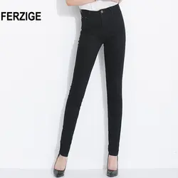 FERZIGE джинсы для женщин для черный стрейч летние тонкие Slim Fit Тощий карандаши джинсовые штаны обувь девочек молодой леди Push Длинные