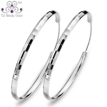 Real 925 Moda Elegante Al Por Mayor Exagerada Grandes Pendientes de Aro Redondo Para Las Mujeres Wedding & Engagement Joyería