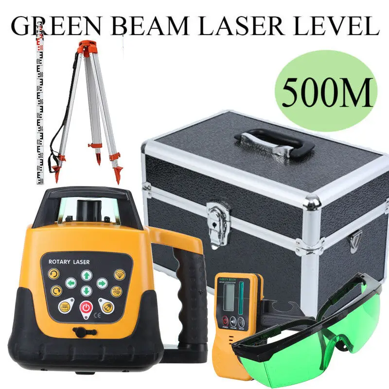 

Self-leveling Rotary 500M Green Beam Laser Level Automatic Leveling Waterproof + Tripod + staff