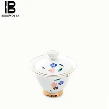 Китайские традиционные, керамические фарфоровые синие и белые лотоса окрашенные Tureen Gaiwan чайный набор кунг-фу кофейная кружка для воды