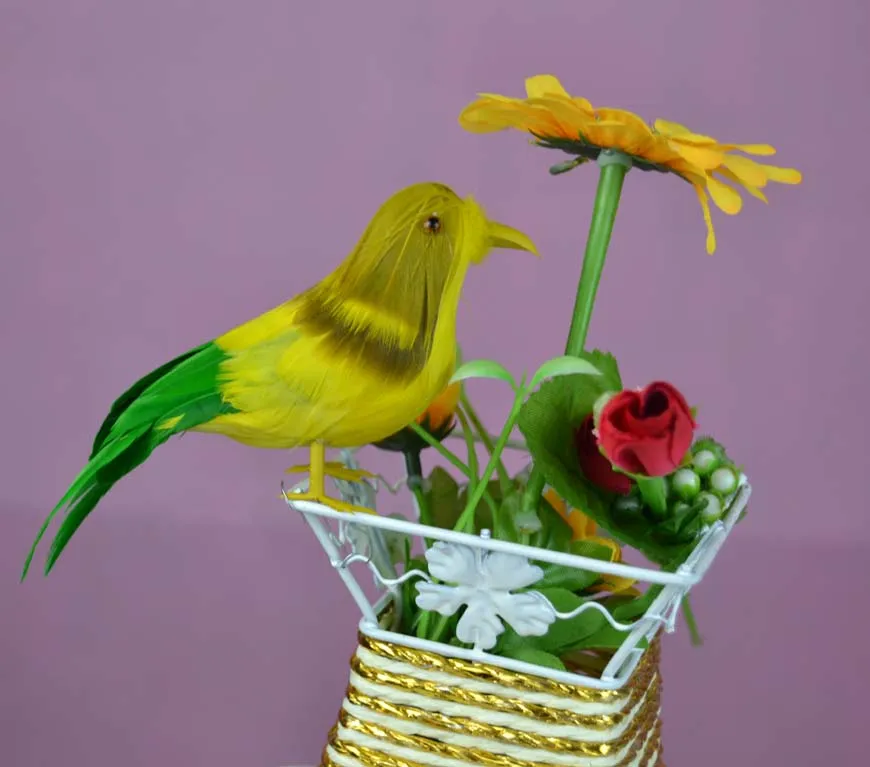 

about 12cm coloured feathers bird foam material artificial bird model handicraft garden decoration toy gift a2001