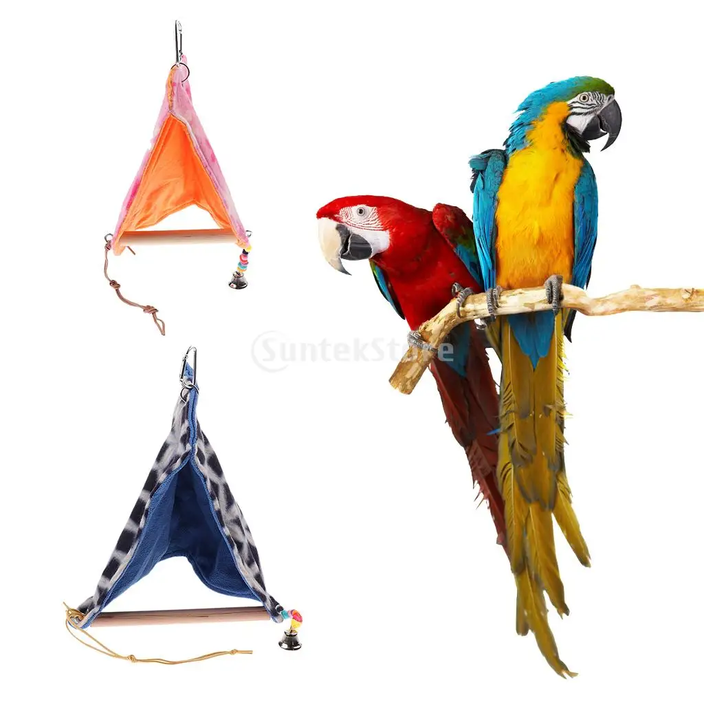 

Small Bird Hammock Happy Hut Tent Bed Swing Bird Toy with Standing Perch,for Parrot Macaw African Grey Parakeet
