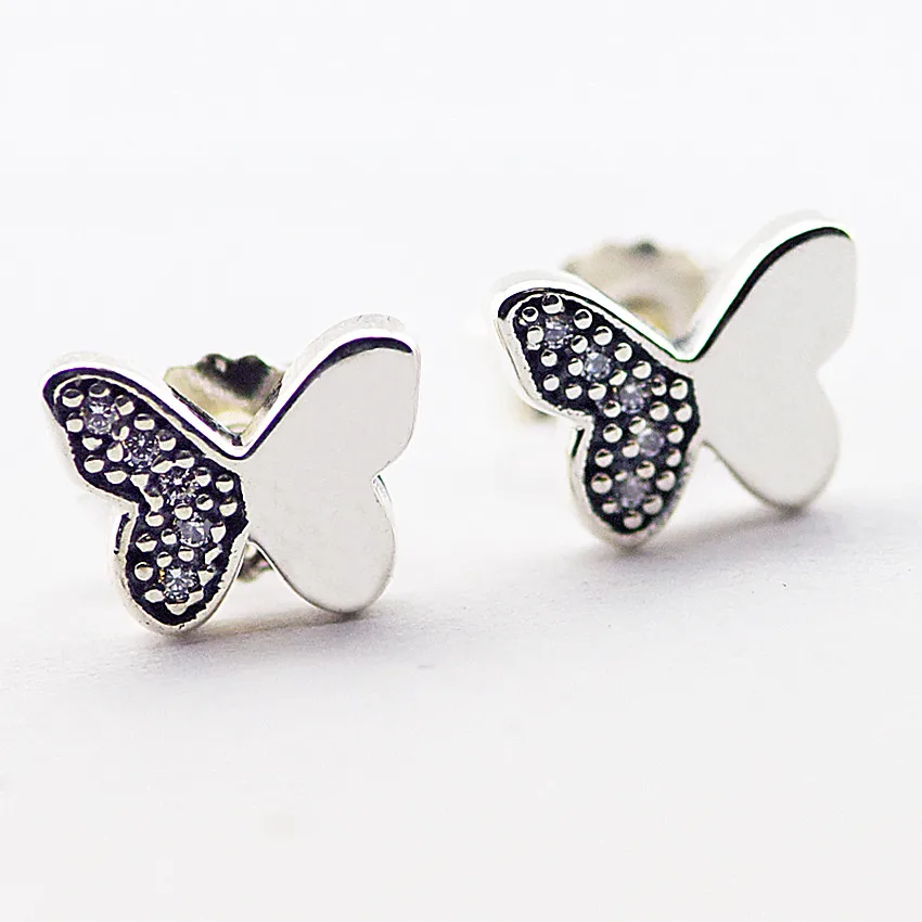 

Spring Original 925 Sterling Silver Jewelry Clear CZ Butterfly Stud Earrings Fashion New Charm Silver Earrings for Women Jewelry