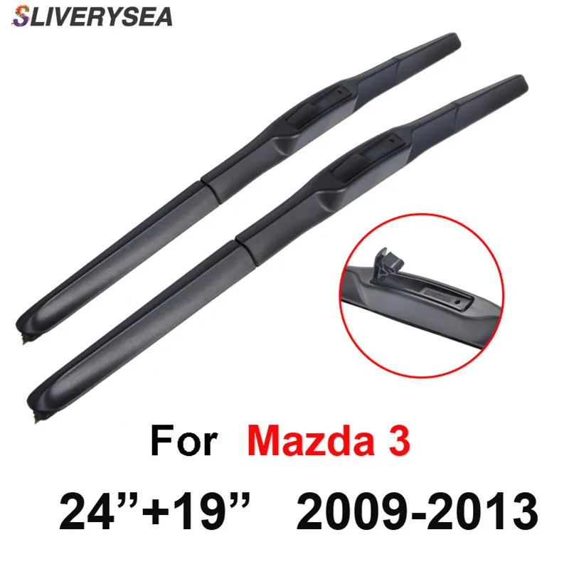 SLIVERYSEA Wiper Blade For Mazda 3 2009 2013 24"+19" High Quality