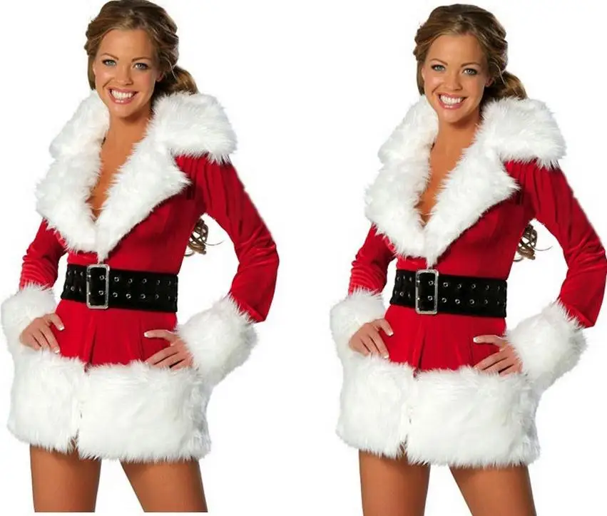 Sexy Uniforms Cosplay Halloween Christmas Red Dress Deguisement Adultes