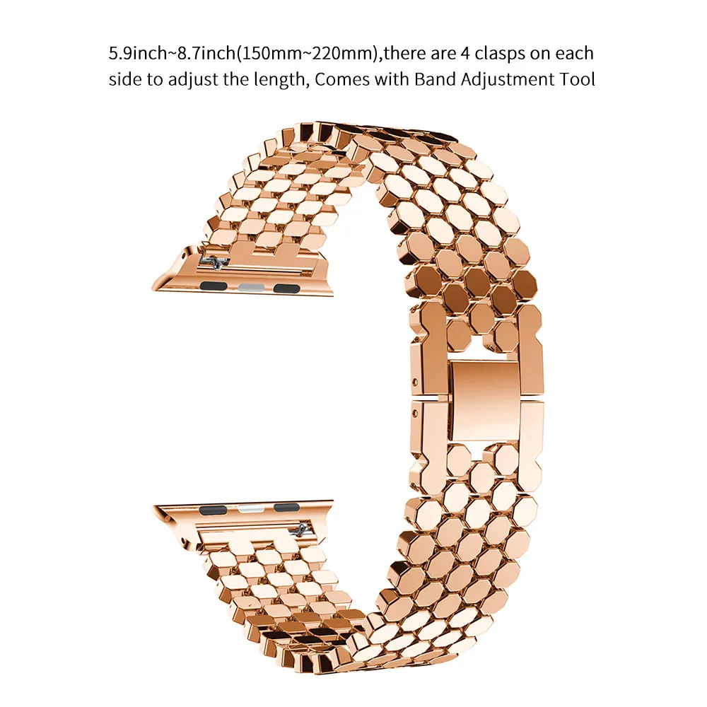 rose gold 42 ремешок для часов, мм браслет из нержавеющей стали для Apple Watch Band металлические звенья браслет умный ремень для часов - Цвет: rose gold