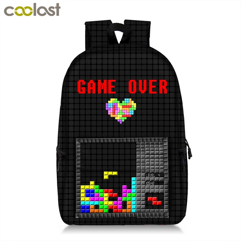 

Love And Tree Tetris Game Console Printed Backpack Girls Boys School Bag For Laptop Travel Backpack Mochila Feminina Knaspack
