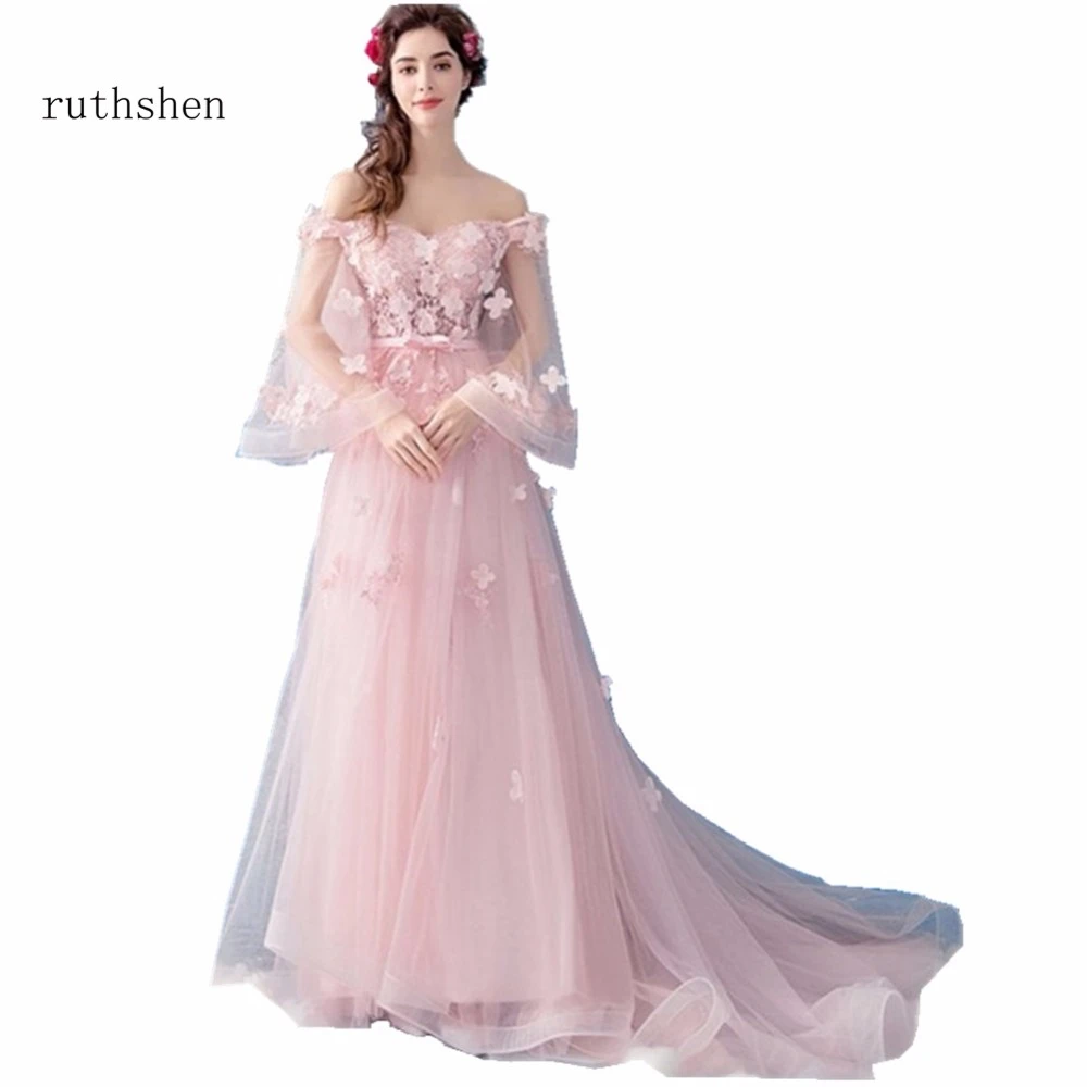 Ruthshen De noche largo 2018 larga Rosa cuentas flores Formal Vestidos De Gala Largos vestido De baile graduación|Vestidos de graduación| - AliExpress