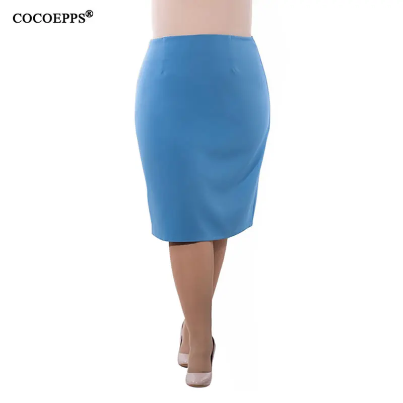 Новинка, модная летняя женская юбка с высокой талией размера плюс, облегающая юбка-карандаш, сексуальная узкая элегантная офисная юбка черного, L-6XL, синего цвета