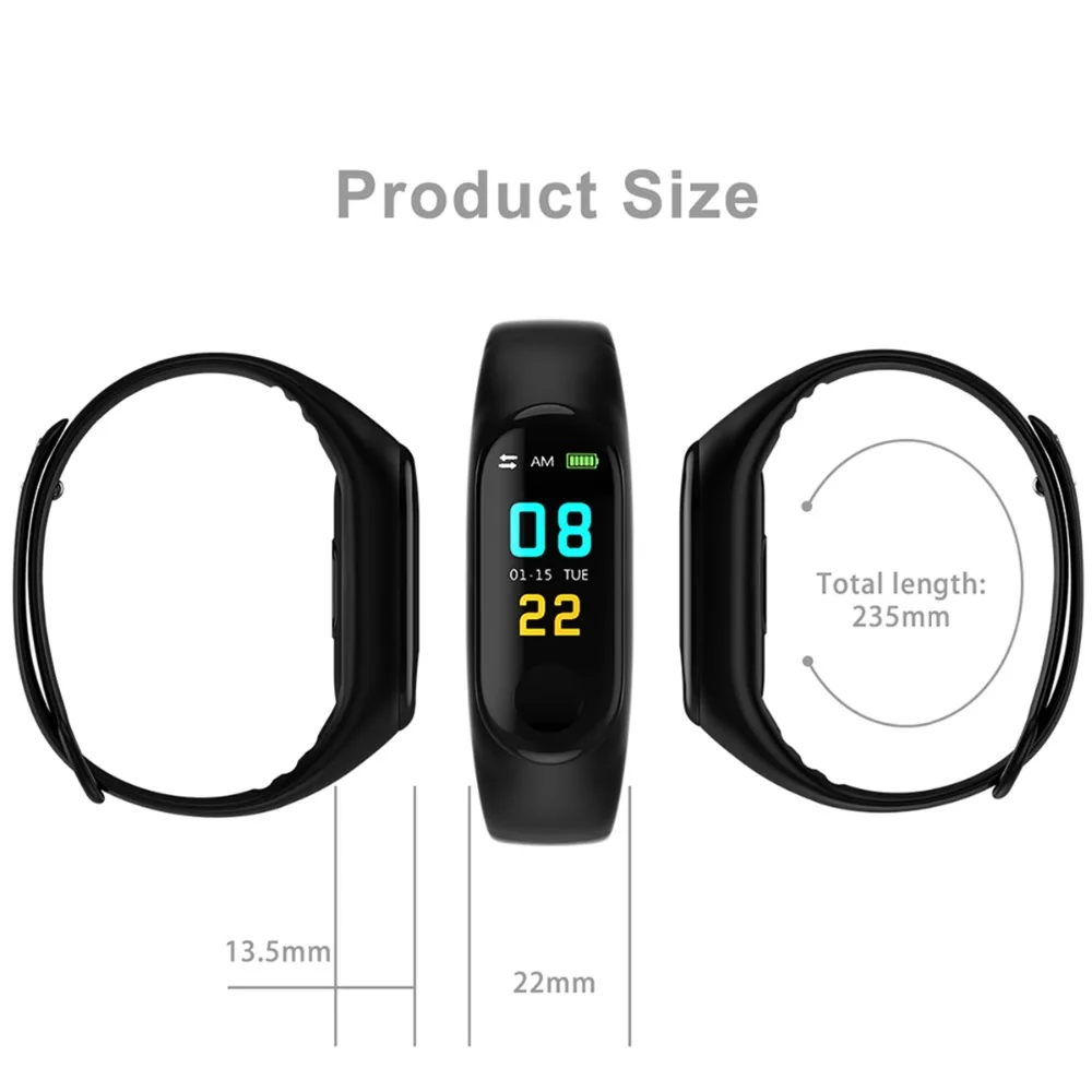 SOONHUA Soft TFU IPS Color Screen Waterproof Smart Wristband Blood Pressure Detection Pedometer Alarm Clock Anti Lost Bracelets