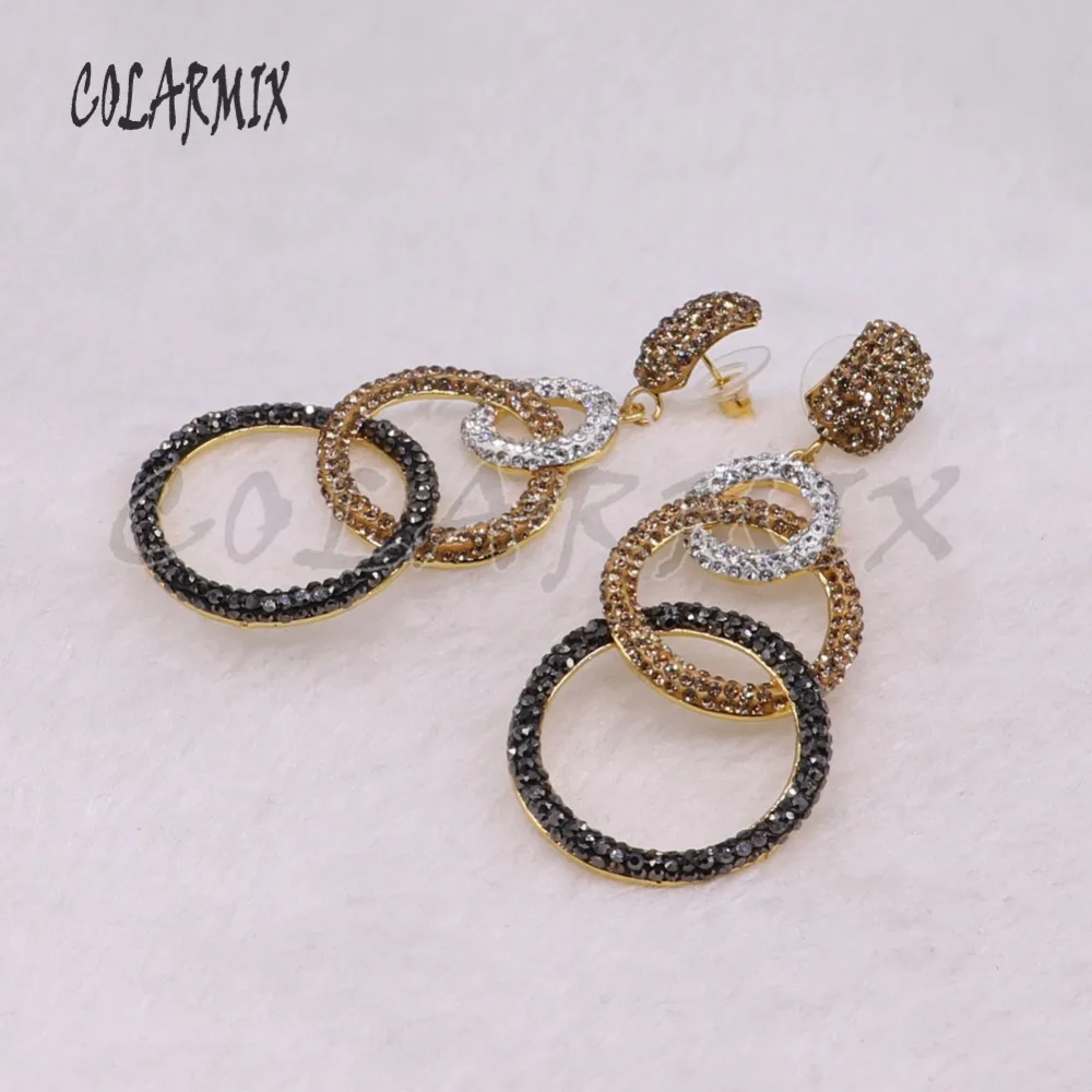 Полые серьги в форме капли фианиты цвета смешивания серьги rhinestone украшения ручной работы 3250