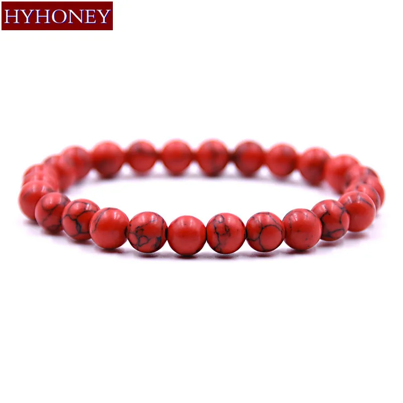 

HYHONEY High Quality 8mm Elasticity Red Stone Beaded Bracelet Yoga Energy Natural Stone Bracelet Male&Female Gifts