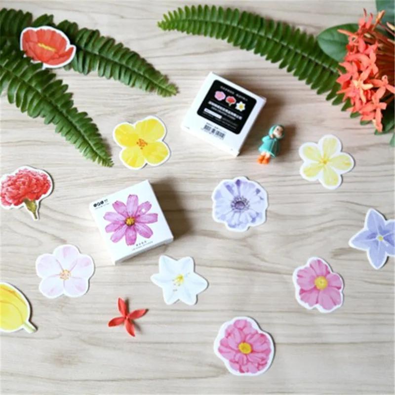 

45 Pcs/Pack Kawaii Flowers Stickers Planner Scrapbooking Stationery Japanese Diary Stickers for Girl Escolar School Supplies