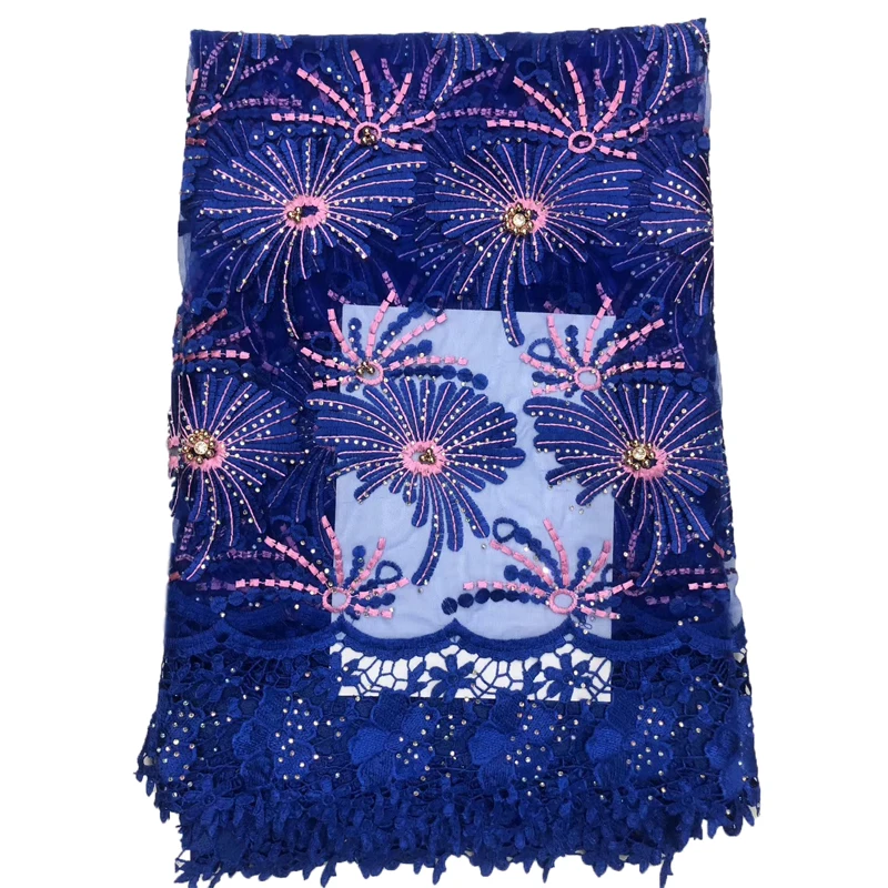 Новейшие Aso Ebi модные Африканские кружева Королевская Синяя Нигерия королевский