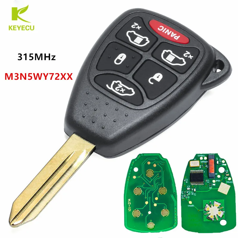 KEYECU Replacement Keyless Remote Key Fob 5+1 Buttons 315MHz With Chip