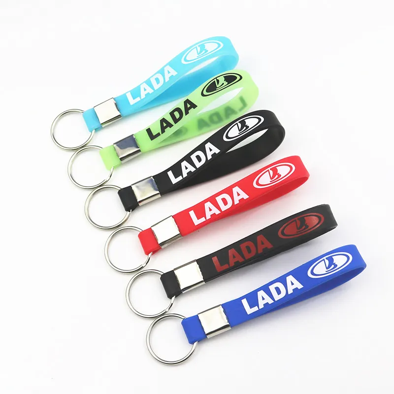 Luminous Silicone Emblem Badge Car Key for Lada Niva Kalina Priora Granta Largus Vaz Samara Key Chain Ring Car Styling